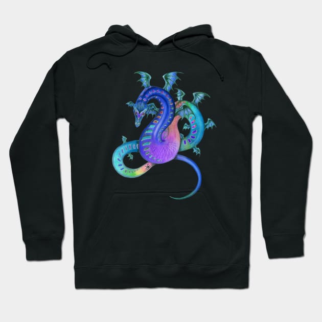 Fabulous Rainbow Dragon in Royal Blue, Teal, and Purple Hoodie by Sandra Staple